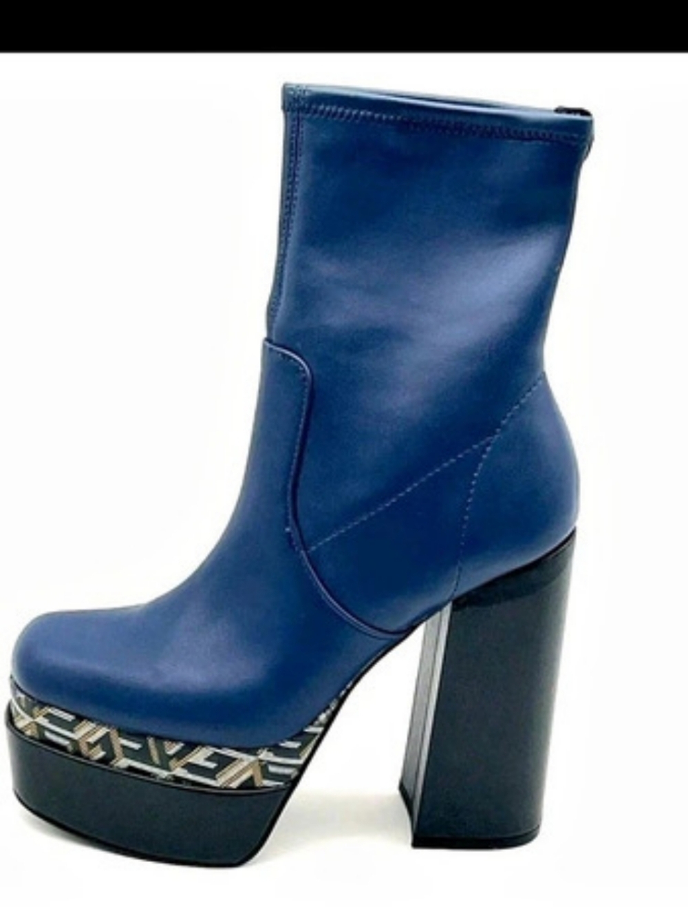 GUESS Caballa Platform Block Heel Bootie Blue & Black